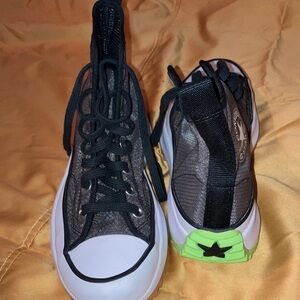 🔥🔥🔥Rare Converse All Star Black and Green platform High-Top Sneakers